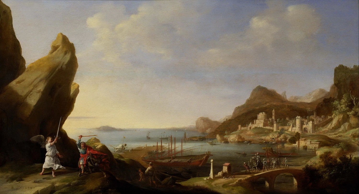 Paesaggio costiero con Balaam e l'asino